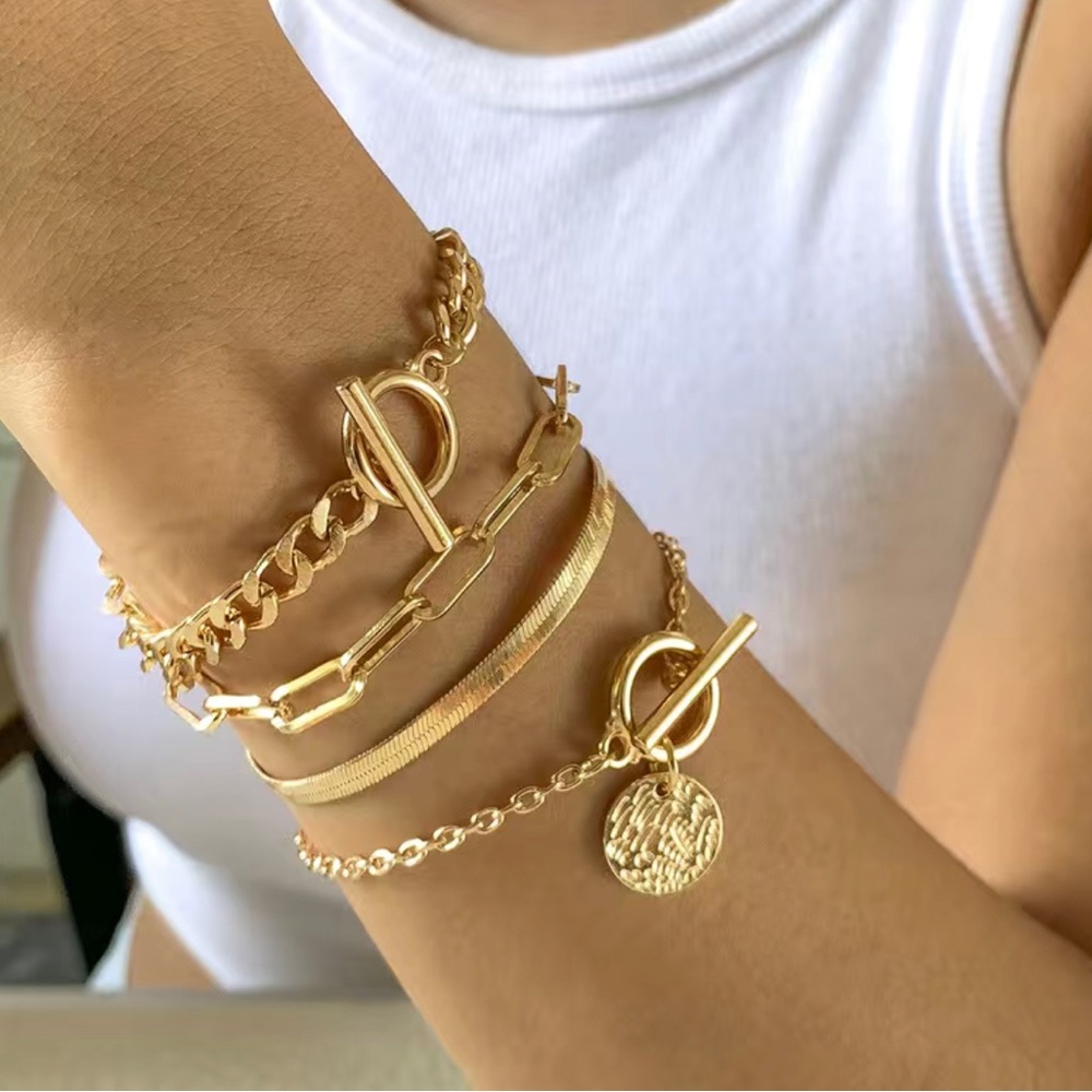 Top Rated!!!!  Most popular 14 K Gold plated Bracelet set